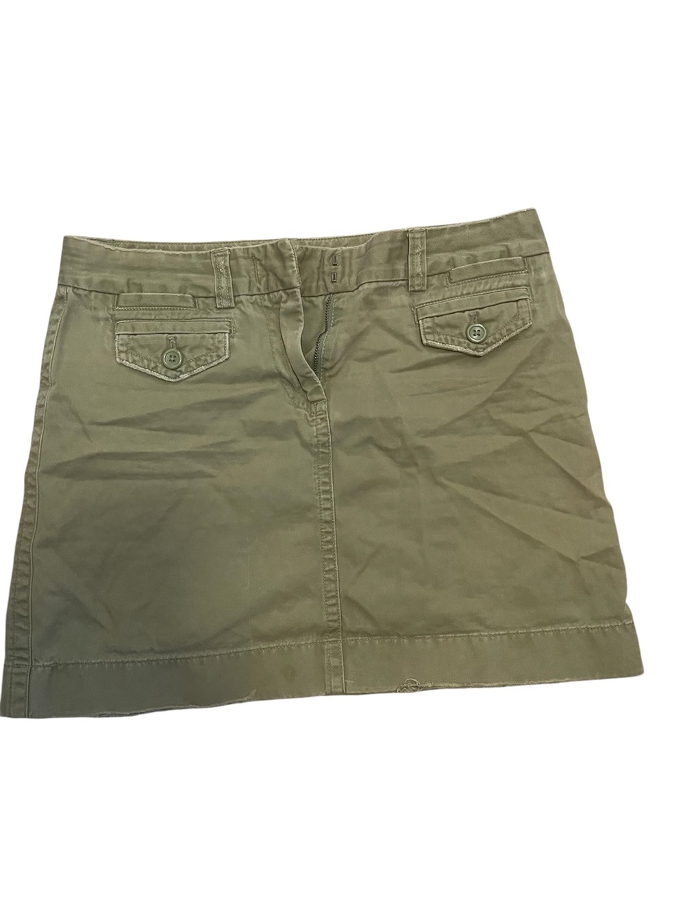 J. Crew Olive Green Cotton Button-Front Mini Skirt